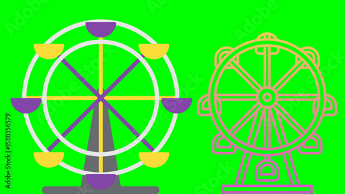 Ferris Wheel Icon illustration on green background
