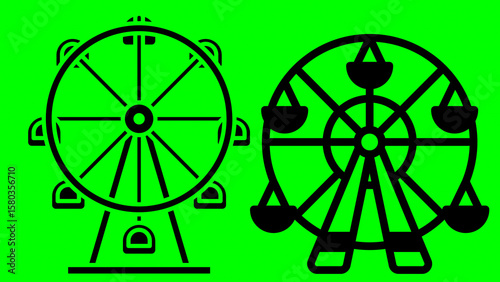 Ferris Wheel Icon illustration on green background
