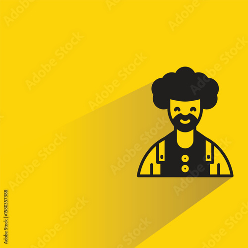 beard man avatar with shadow yellow background
