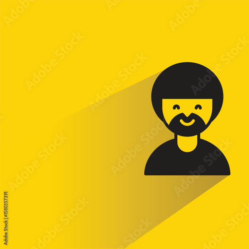 beard man avatar with shadow yellow background