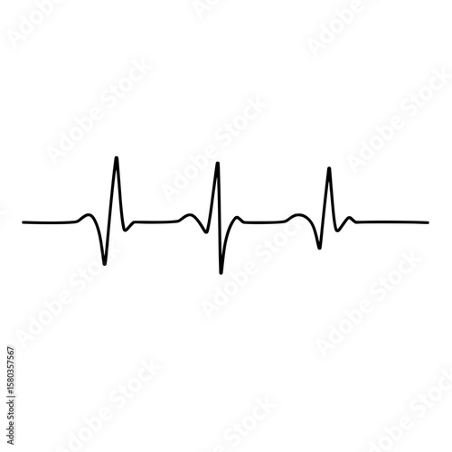 Black heartbeat line without background