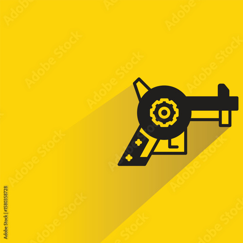 space gun icon with shadow yellow background