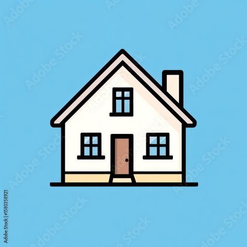 Simple house icon on a light blue background