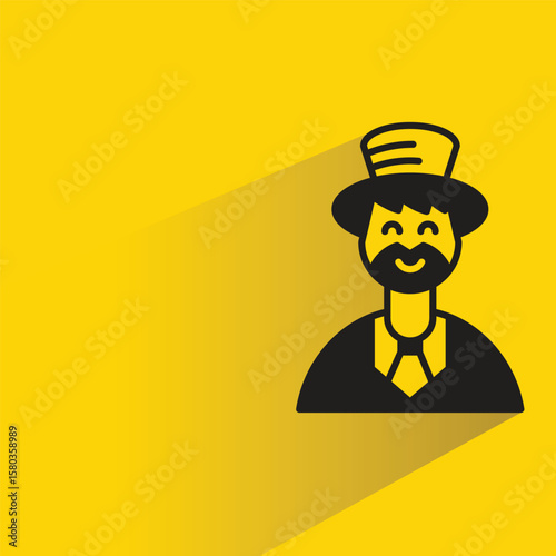 beard man avatar with shadow yellow background