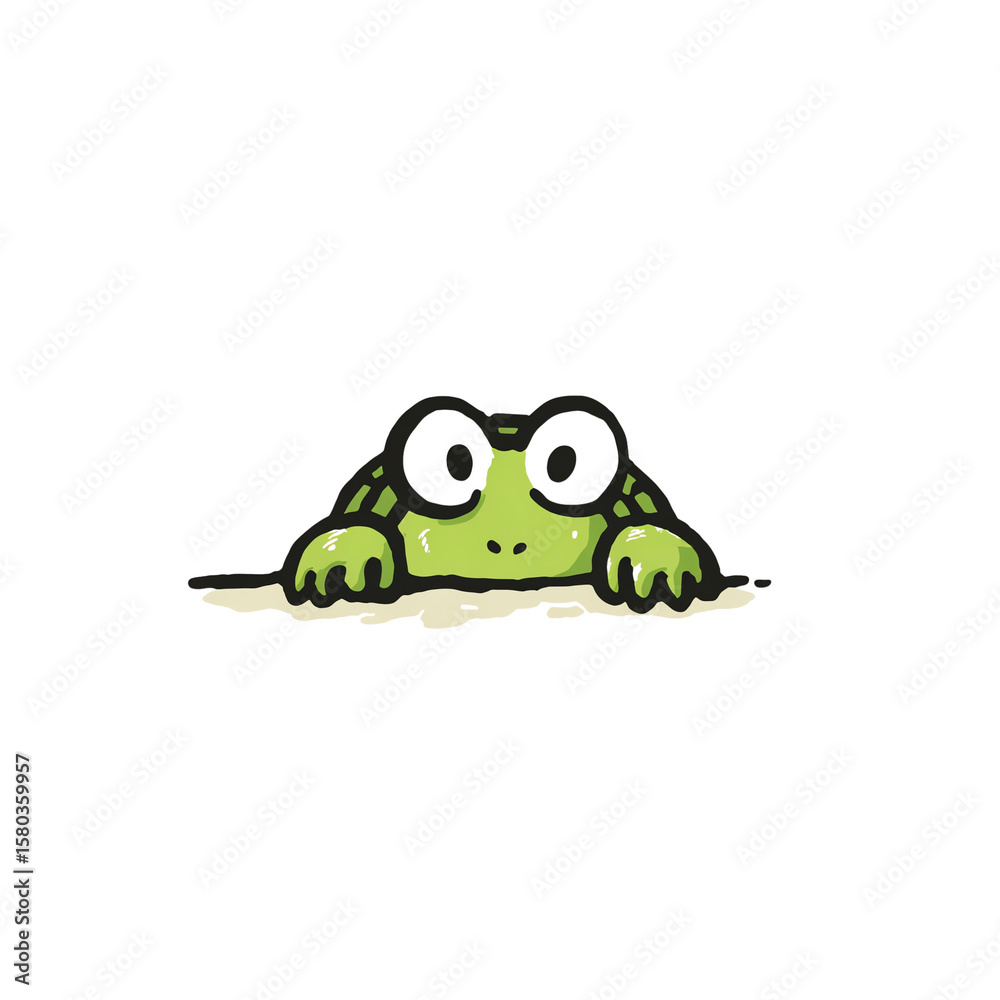 Fototapeta premium A cute frog peeking over a surface.