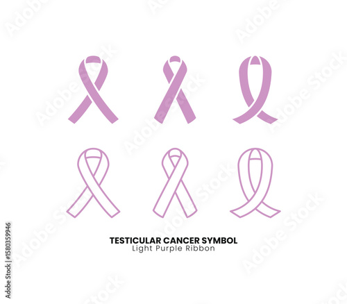 Light purple ribbon vector set for testicular cancer awareness. Perfect for health campaigns & advocacy designs