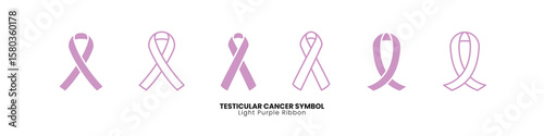 Isolated light purple ribbon icons representing testicular cancer. High-quality vector set for healthcare and awareness projects