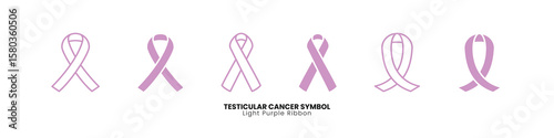 Minimalist light purple ribbons for testicular cancer awareness. Versatile vector elements for health education and public awareness designs