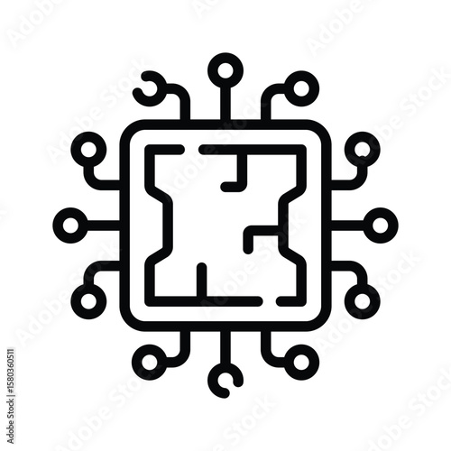 Check out this outline icon of microprocessor unit