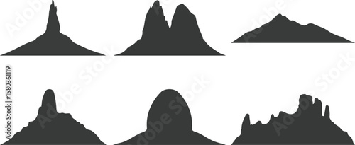 Collection of Mountain Silhouettes Diverse Peak Illustrations