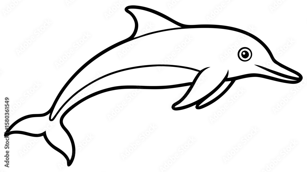 Fototapeta premium Simple and Clean Dolphin Outline Minimalist Vector Illustration