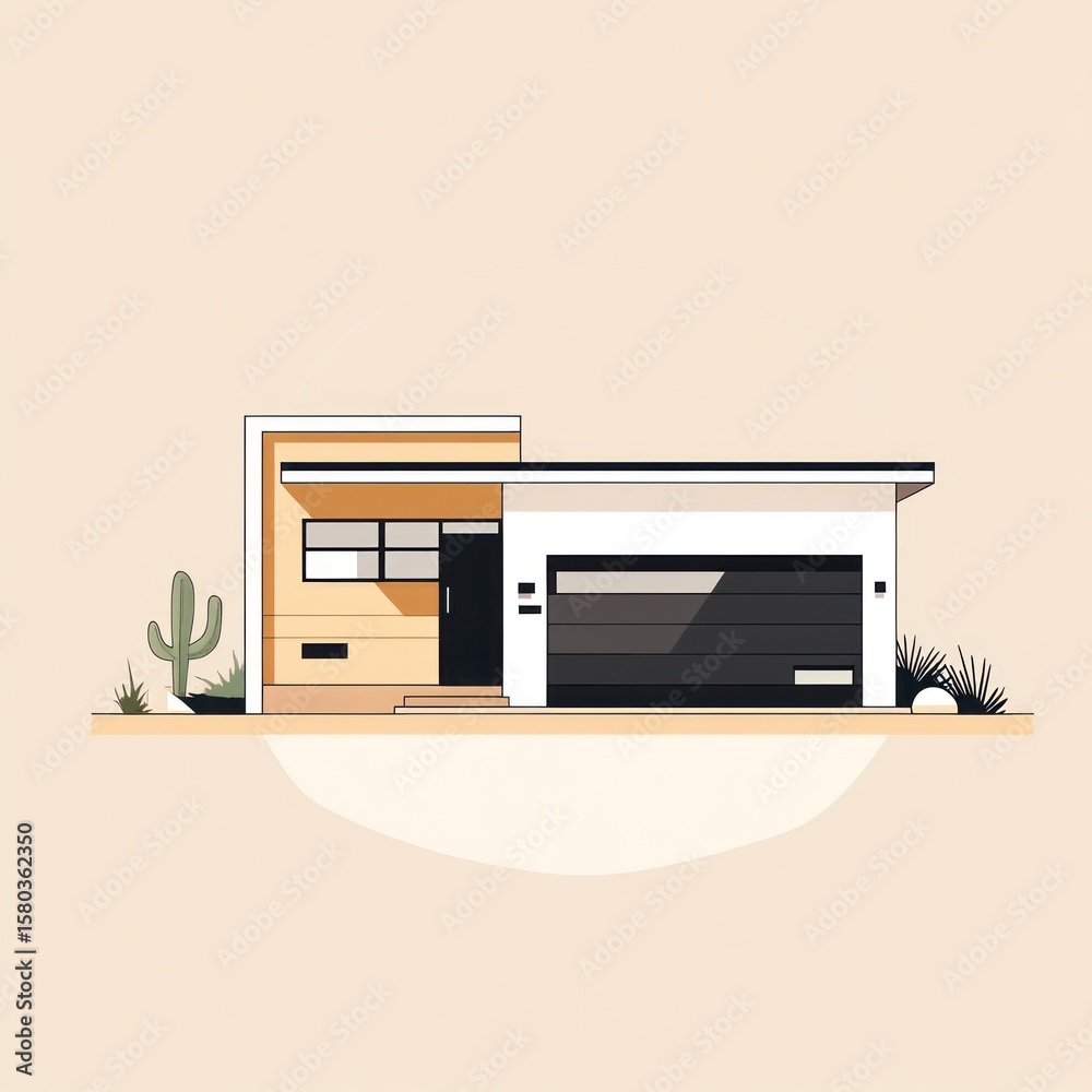 Fototapeta premium Minimalist illustration of a modern home