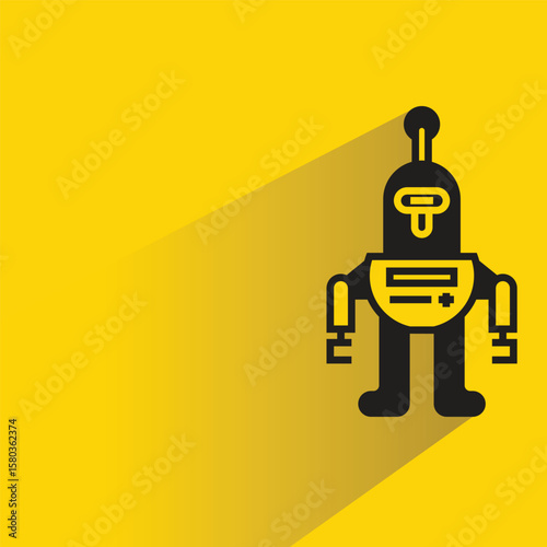 robot avatar with shadow on yellow background