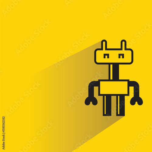 robot avatar with shadow on yellow background