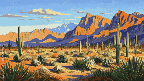 Desert Hush Desert view isolated watercolor vector illustration svg