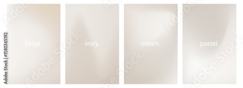 Set of smooth pearl cream gradient backgrounds. Neutral liquid wallpaper with soft color. Pastel grey vector illustration.