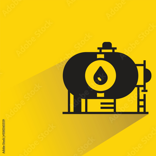 propane and fuel tank icon with shadow on yellow background