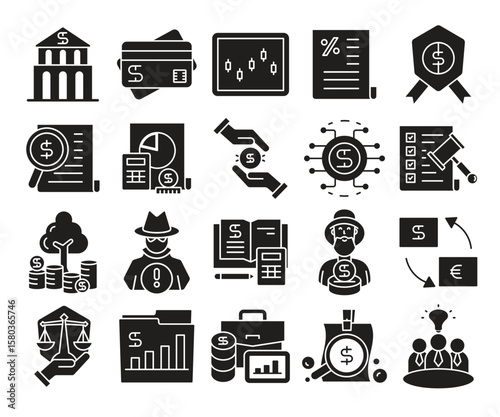 investing, finance and pension fund icons set