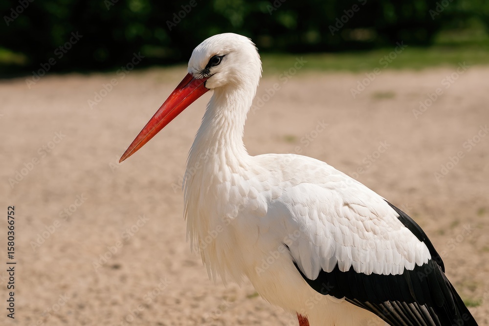 Fototapeta premium Close-up shot of a white stork in macro photography style