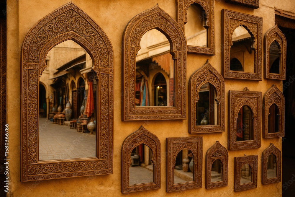 Obraz premium Traditional Asian-style mirrors available at the local marketplace