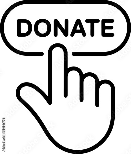 Cursor hand clicking on a button with the word donate