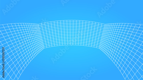 3d wireframe perspective grid room template design vector illustration background. Empty 3 dimension virtual room with perspective wireframe grid geometric sketch. Cyber virtual line interior frame.