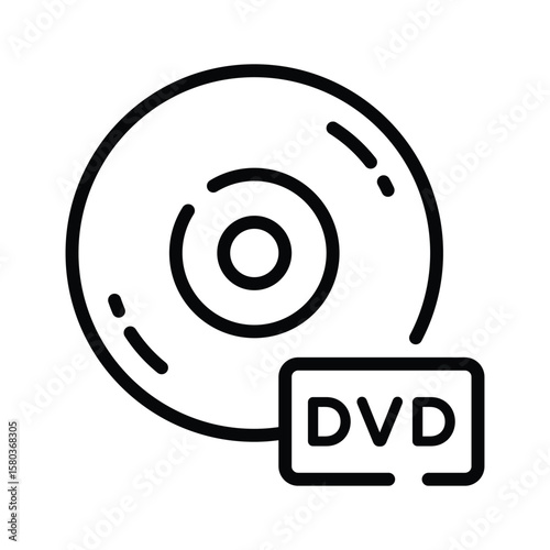 Easy to edit outline icon of DVD drive symbol