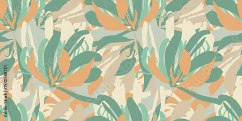 Vector abstract leaf and modern shapes drawing illustration seamless repeat pattern fashion and home decor print fabric digital artwork