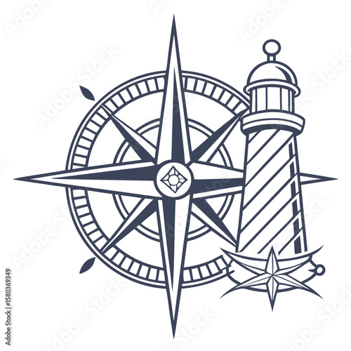 Compass lighthouse graphic design