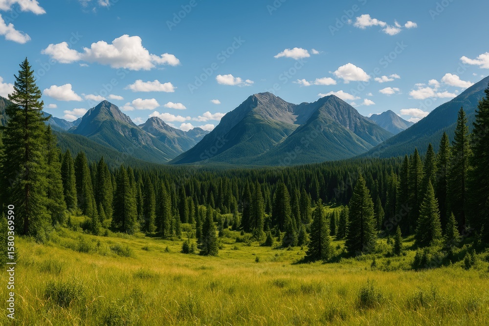 Obraz premium Scenic overlook of the mountains from a protected natural area