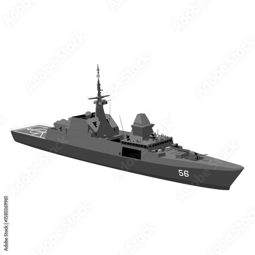 Navy Frigate Vector Drawing