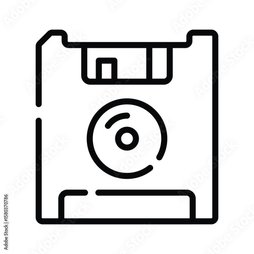 Visually engaging outline icon of floppy disk backup