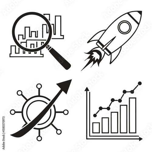 Business icons for growth and innovation