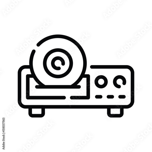 An editable linear icon showing CD player function
