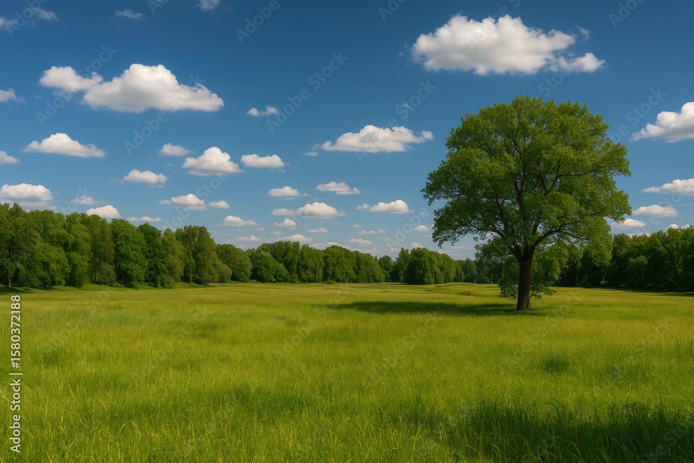 Fototapeta premium Countryside scenery by the river in a rural area near a small town