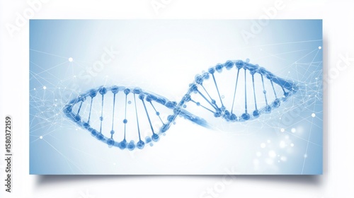 DNA double helix, light blue, scientific illustration