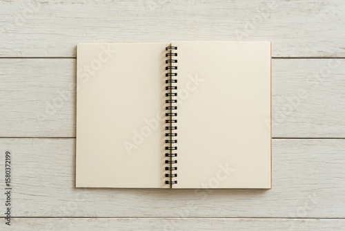 Vintage-style notebook placed on a white wooden table surface