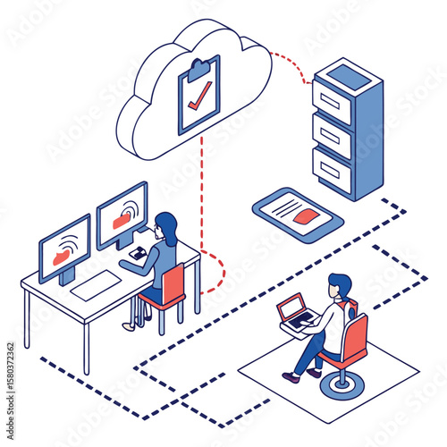 Cloud storage collaboration illustration