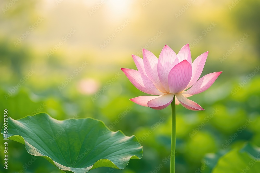 Fototapeta premium Morning Serenity with a Lotus Blossom