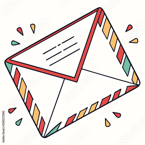 Colorful striped open envelope illustration