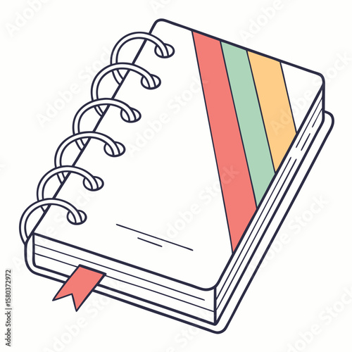 Colorful striped spiral notebook illustration