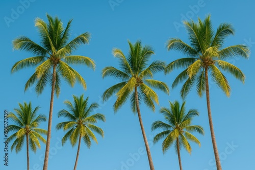 Wallpaper Mural Tropical landscape featuring lush palm trees against a bright blue sky Torontodigital.ca