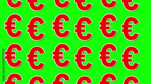 Red color Euro currency symbol seamless pattern 