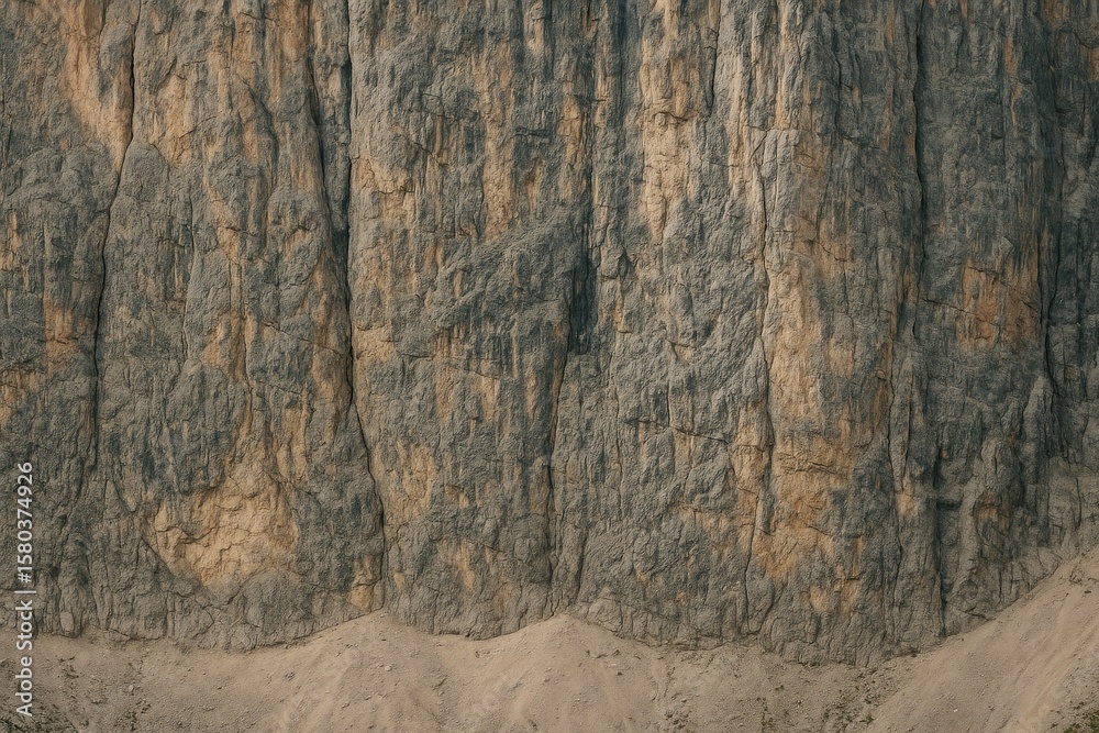 Naklejka premium Vertical mountain as a wall with a perpendicular structure