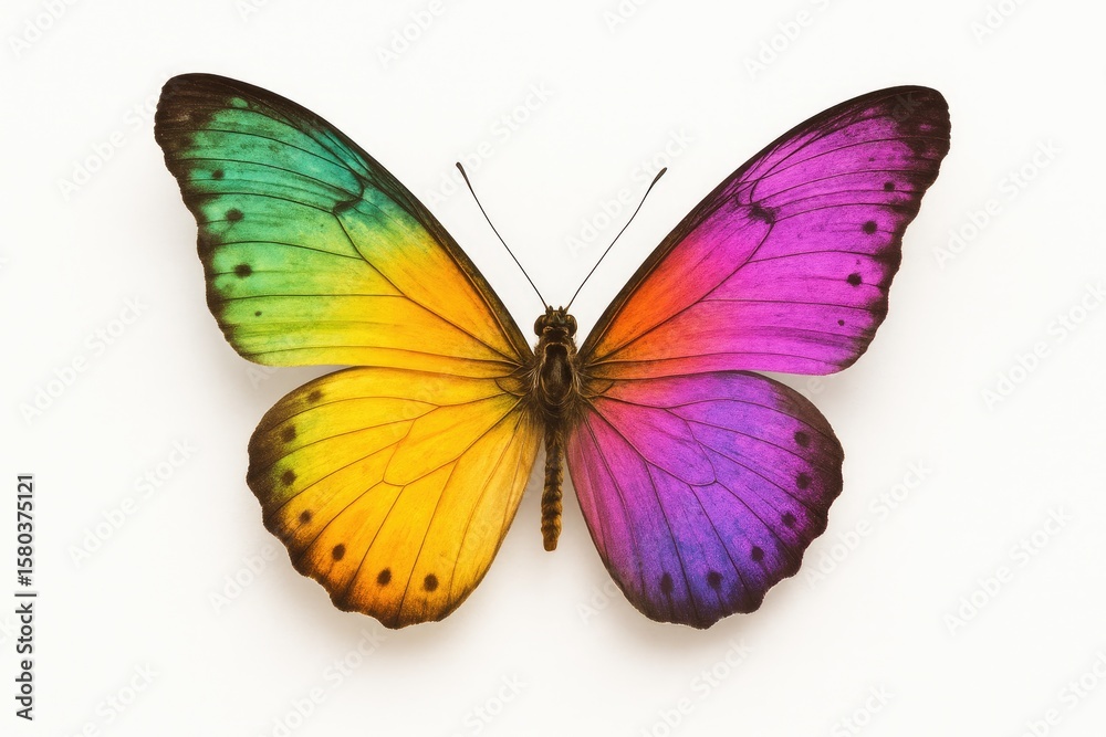 Colorful butterfly on a plain white backdrop Colorful butterfly on a plain white backdrop