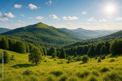 Fototapeta Naklejka Na Ścianę i Meble -  Scenic view of mountain ranges in Eastern Europe