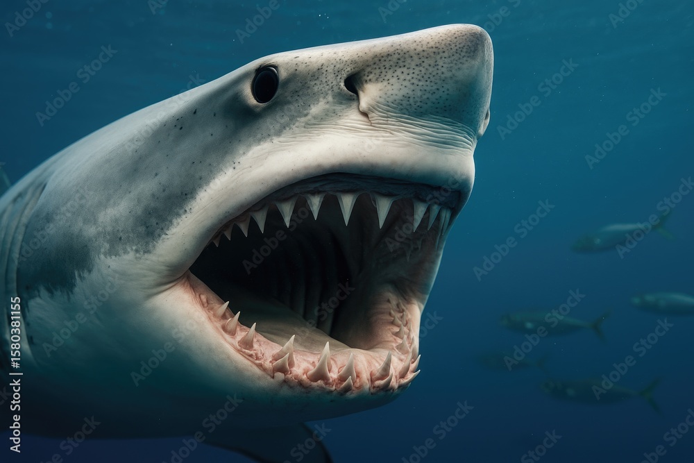 Obraz premium Close-up series highlighting shark heads, jaws, and razor-sharp teeth