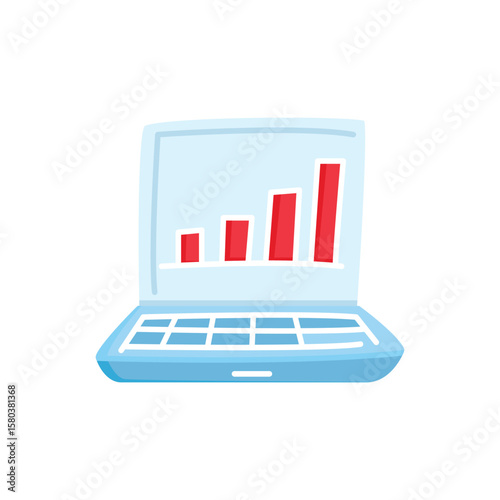 doodle bar chart in laptop computer icon