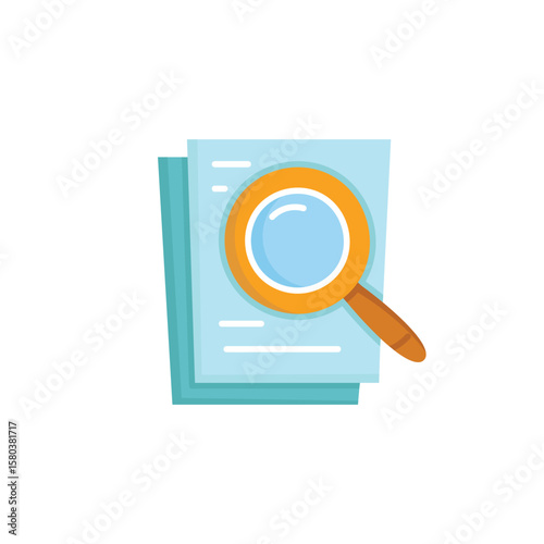 magnifier scan on document icon vector illustration