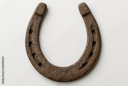 Close-up of a vintage horseshoe showcasing intricate macro details